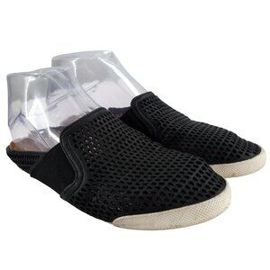 Frye Melanie Black Leather Slip On Slide Flat Mules Size 6 Perforated Casual